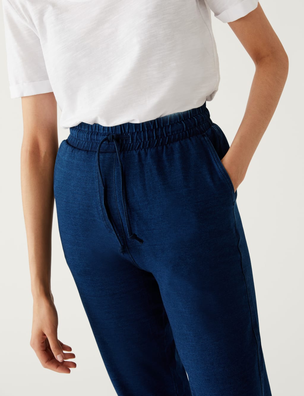 Jersey Denim Tapered Ankle Grazer Joggers 2 of 5