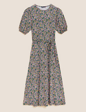 Jersey Ditsy Floral Midi Tea Dress Image 2 of 6