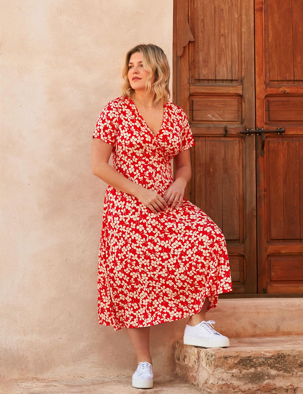 Jersey Ditsy Floral Midi Wrap Dress 3 of 7