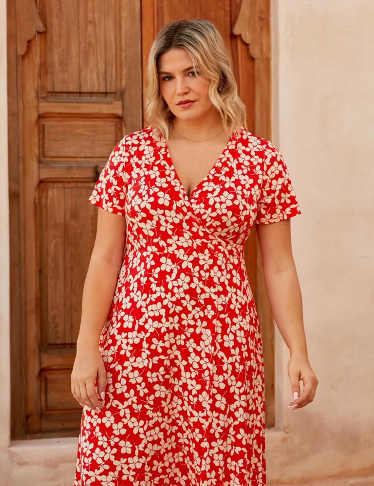 Jersey Ditsy Floral Midi Wrap Dress 3 of 7
