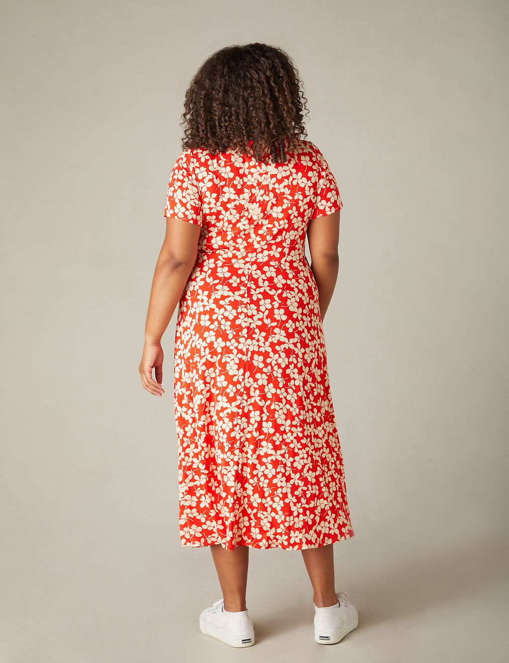 Jersey Ditsy Floral Midi Wrap Dress 7 of 7