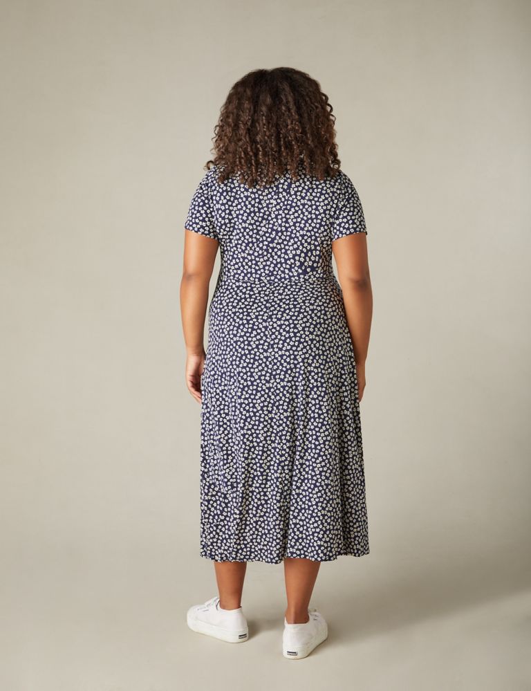 Jersey Ditsy Floral Midi Wrap Dress 5 of 7