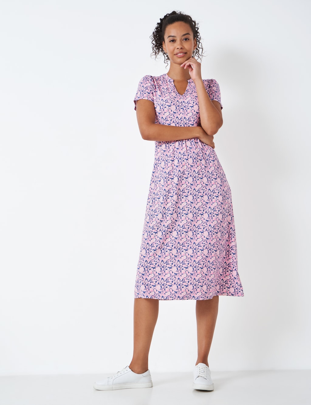 Jersey Ditsy Floral V Neck Midi Tea Dress Crew Clothing Mands 