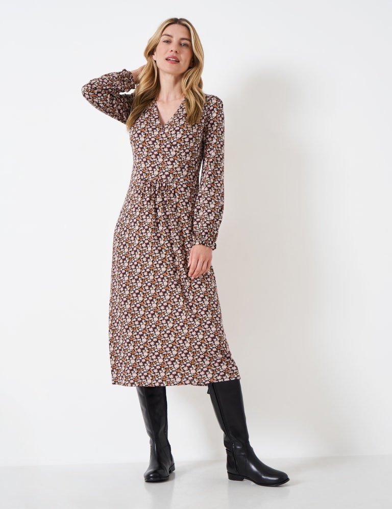 Ditsy print wrap dress hotsell