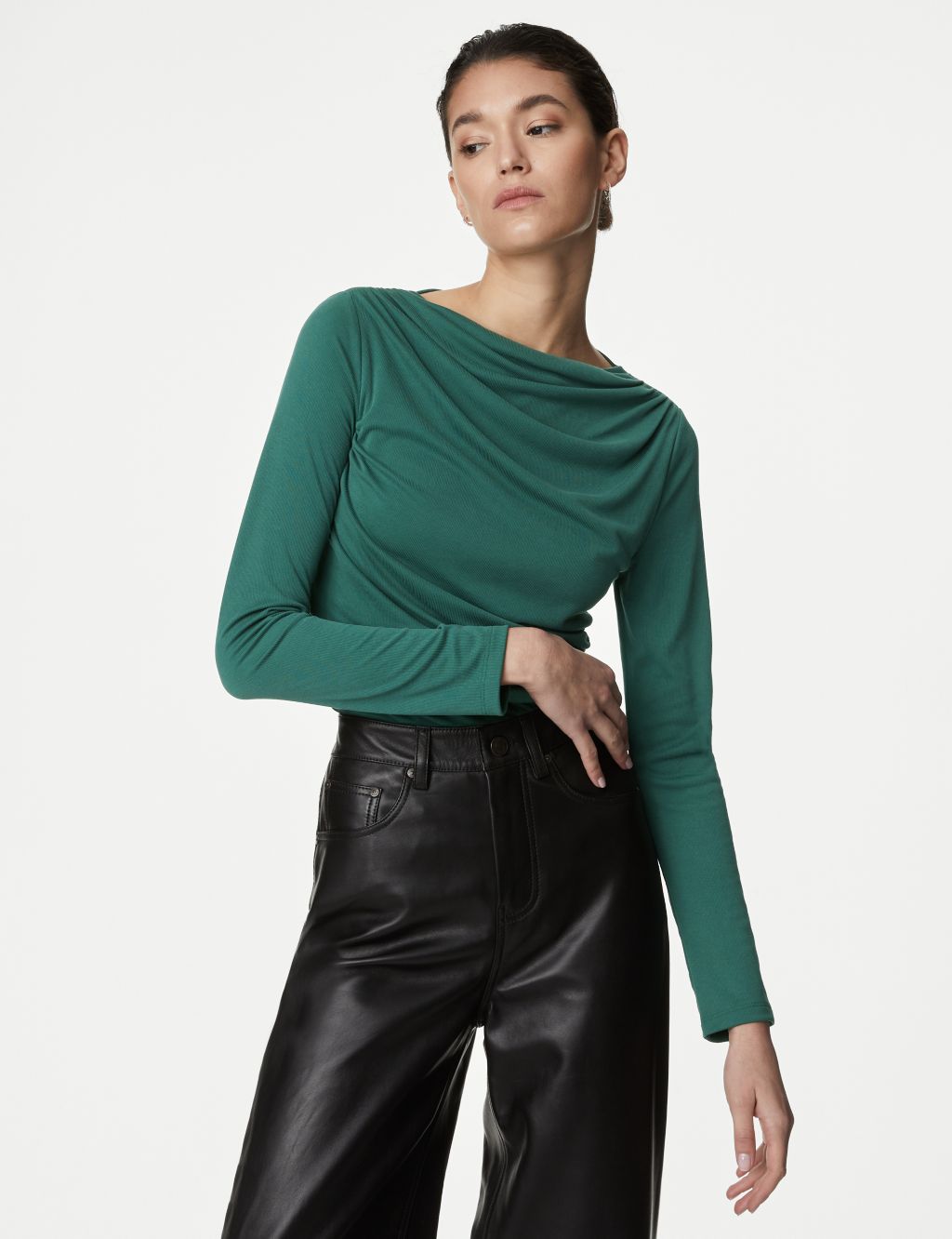 Jersey Draped Fitted Top | Autograph | M&S