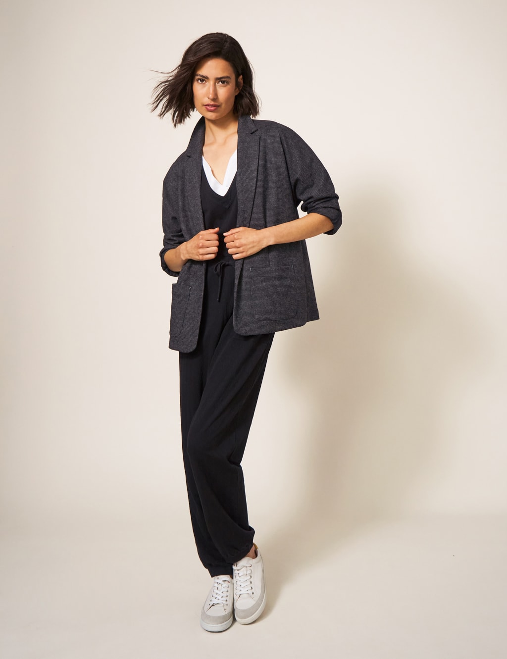 Jersey Drawstring Sleeveless Jumpsuit White Stuff M S