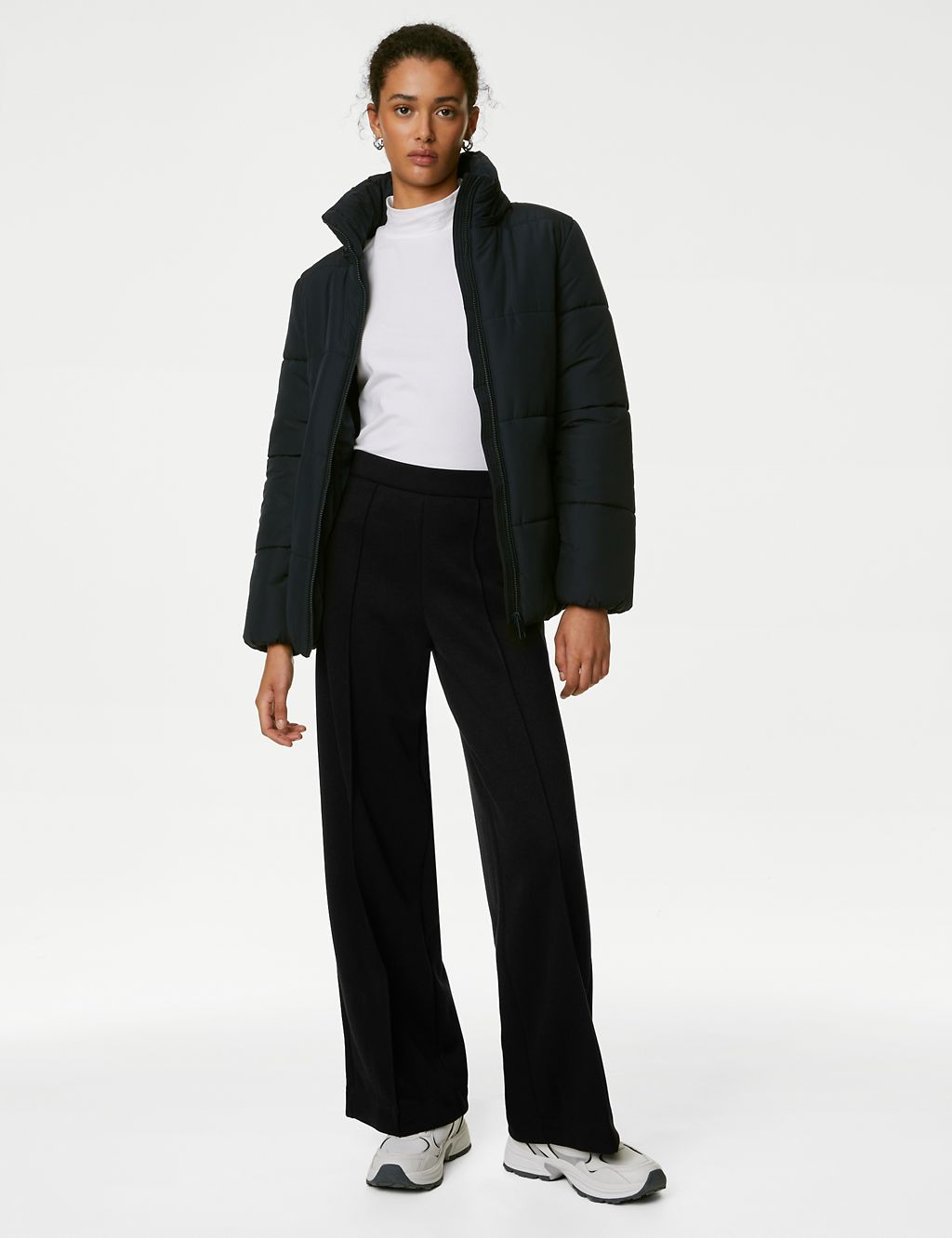 Jersey Elasticated Waist Wide Leg Trousers | M&S Collection | M&S