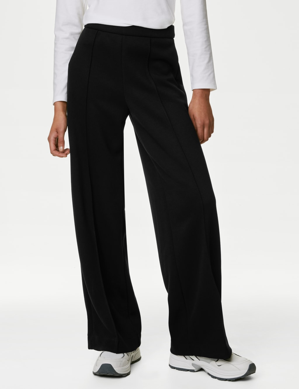 Jersey Elasticated Waist Wide Leg Trousers | M&S Collection | M&S