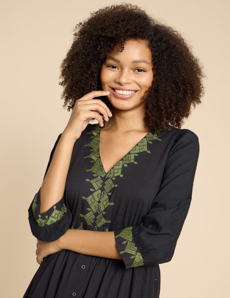 White long sleeve embroidered dress hotsell