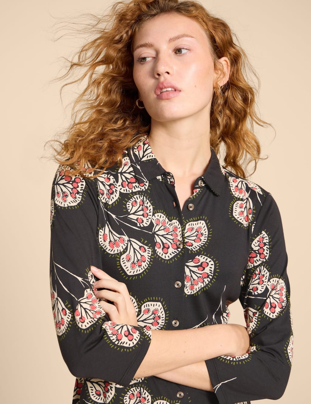 White floral 2024 button down dress