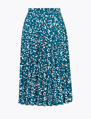 Jersey Floral Circle Pleated Midi Skirt Image 2 of 4