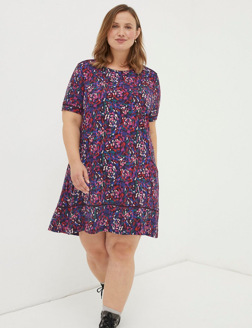 Jersey Floral Knee Length Shift Dress | FatFace | M&S