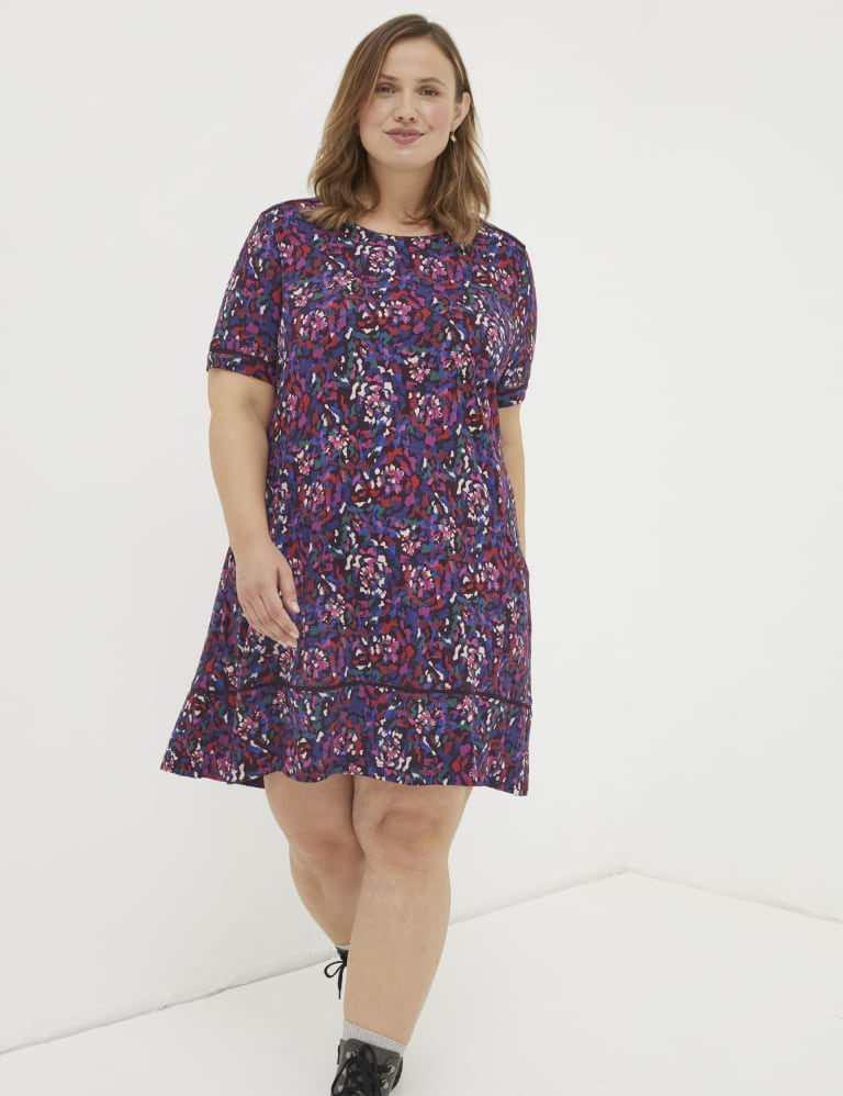 Jersey Floral Knee Length Shift Dress FatFace M S