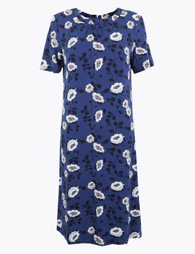 Jersey Floral Knee Length Swing Dress 2 of 4