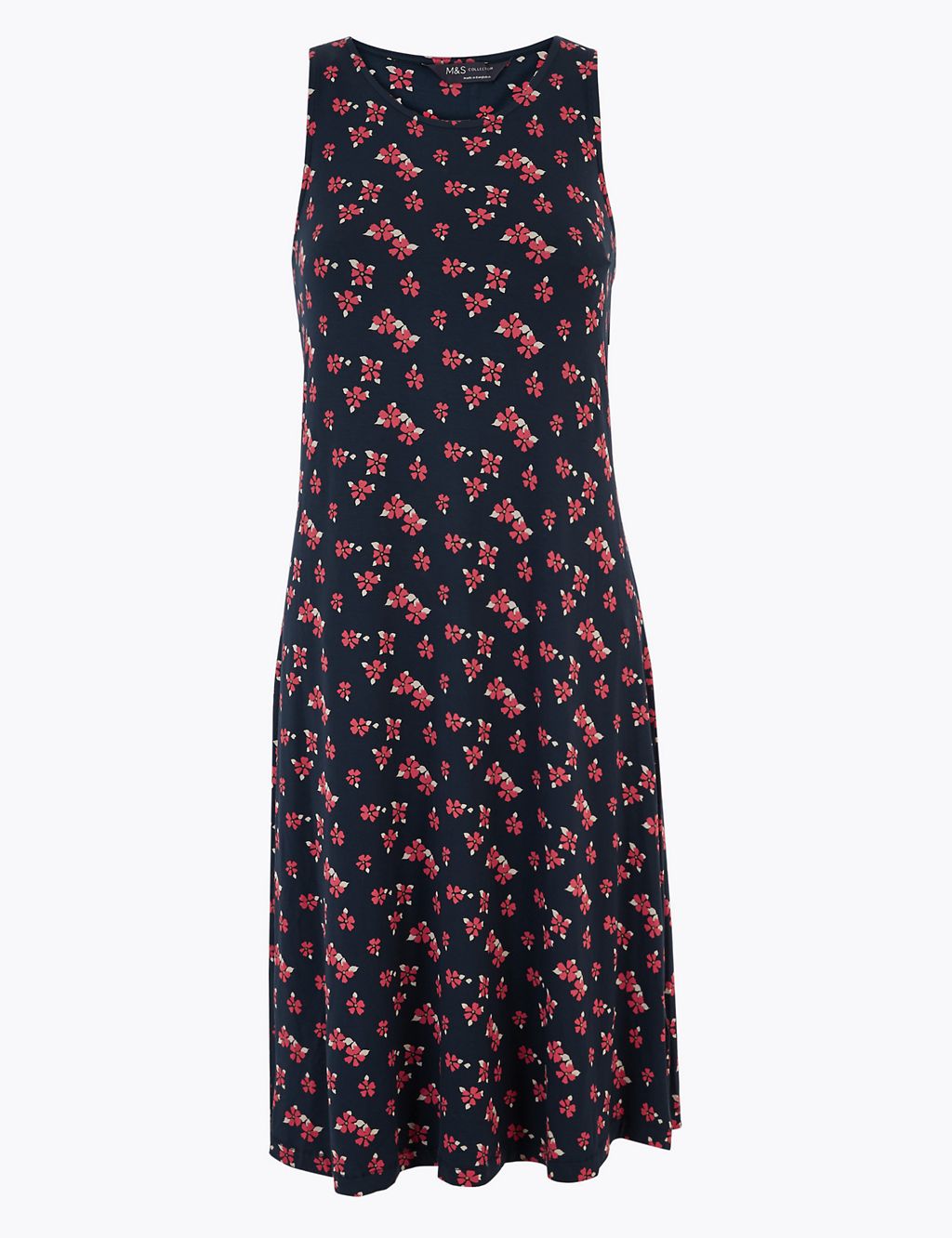 Jersey Floral Knee Length Swing Dress 1 of 4