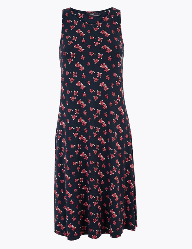 Jersey Floral Knee Length Swing Dress 2 of 4