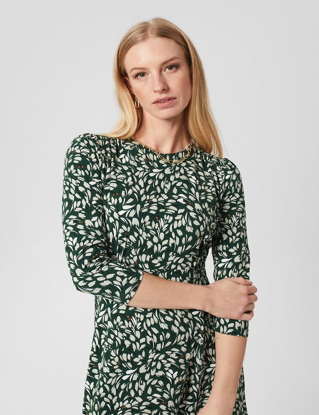 Jersey Floral Knee Length Tiered Dress | HOBBS | M&S
