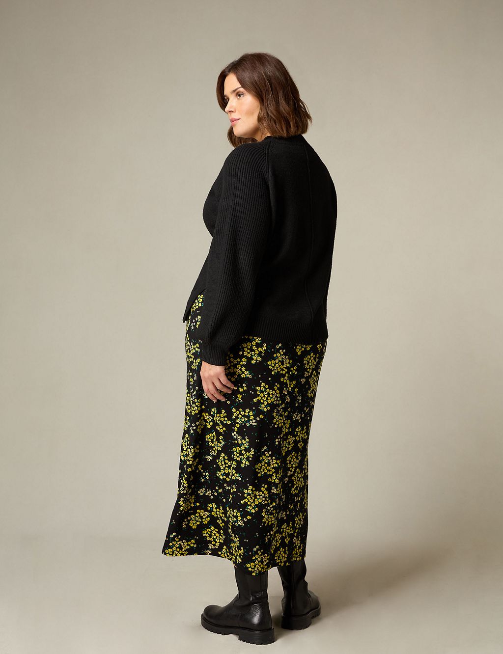 Jersey Floral Midaxi A-Line Skirt 4 of 7