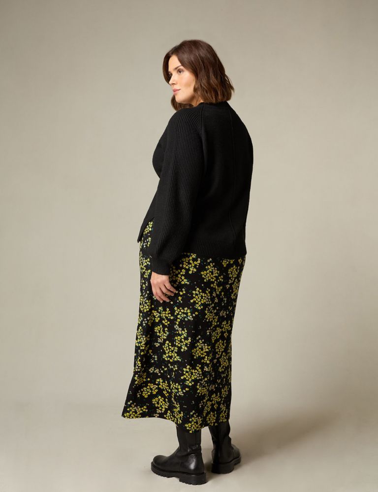 Jersey Floral Midaxi A-Line Skirt 6 of 7