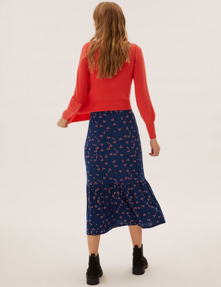 Jersey Floral Midaxi Tiered Skirt 4 of 5