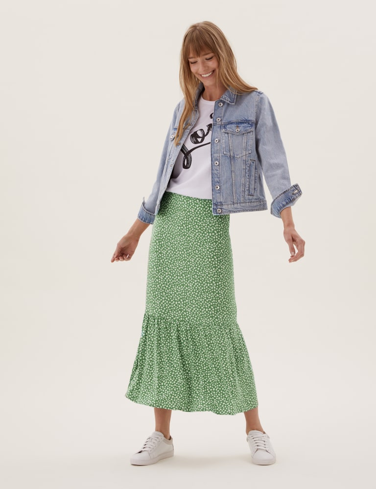 Tiered jersey skirt store