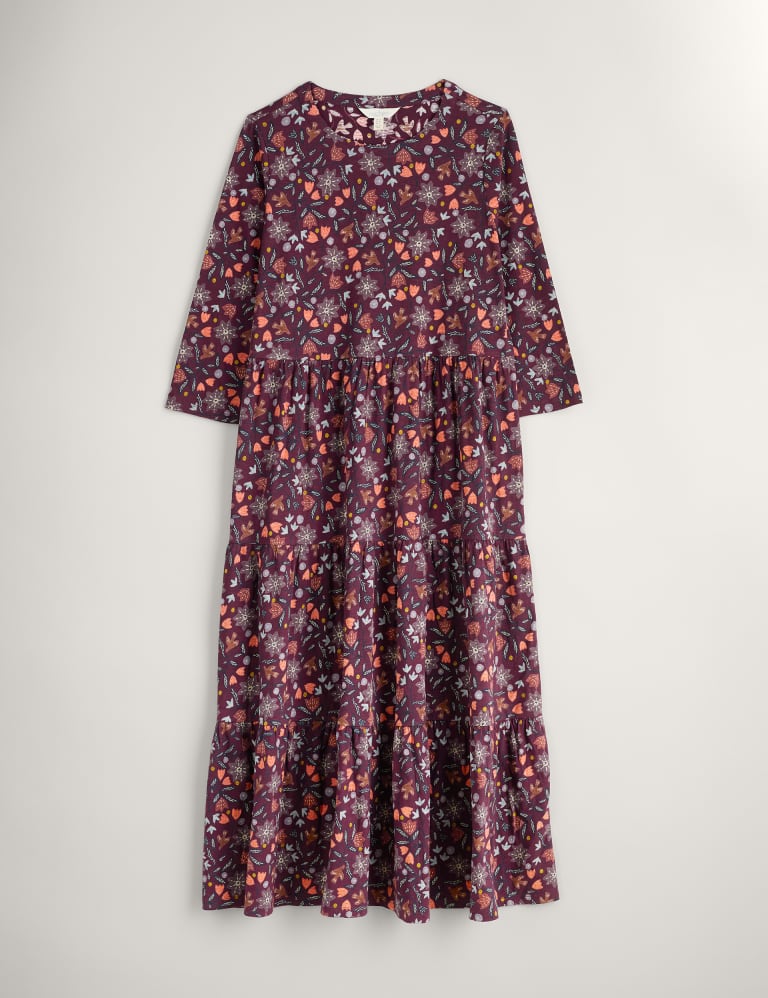 Jersey Floral Midaxi Tiered Waisted Dress