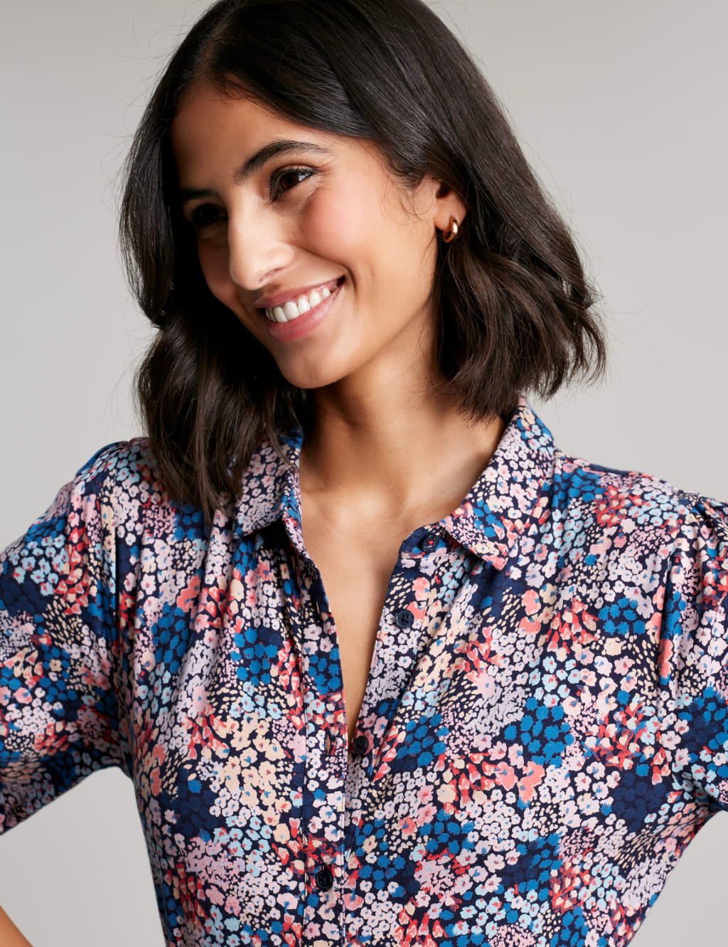 Jersey Floral Midi Shirt Femme Dress 3 of 6