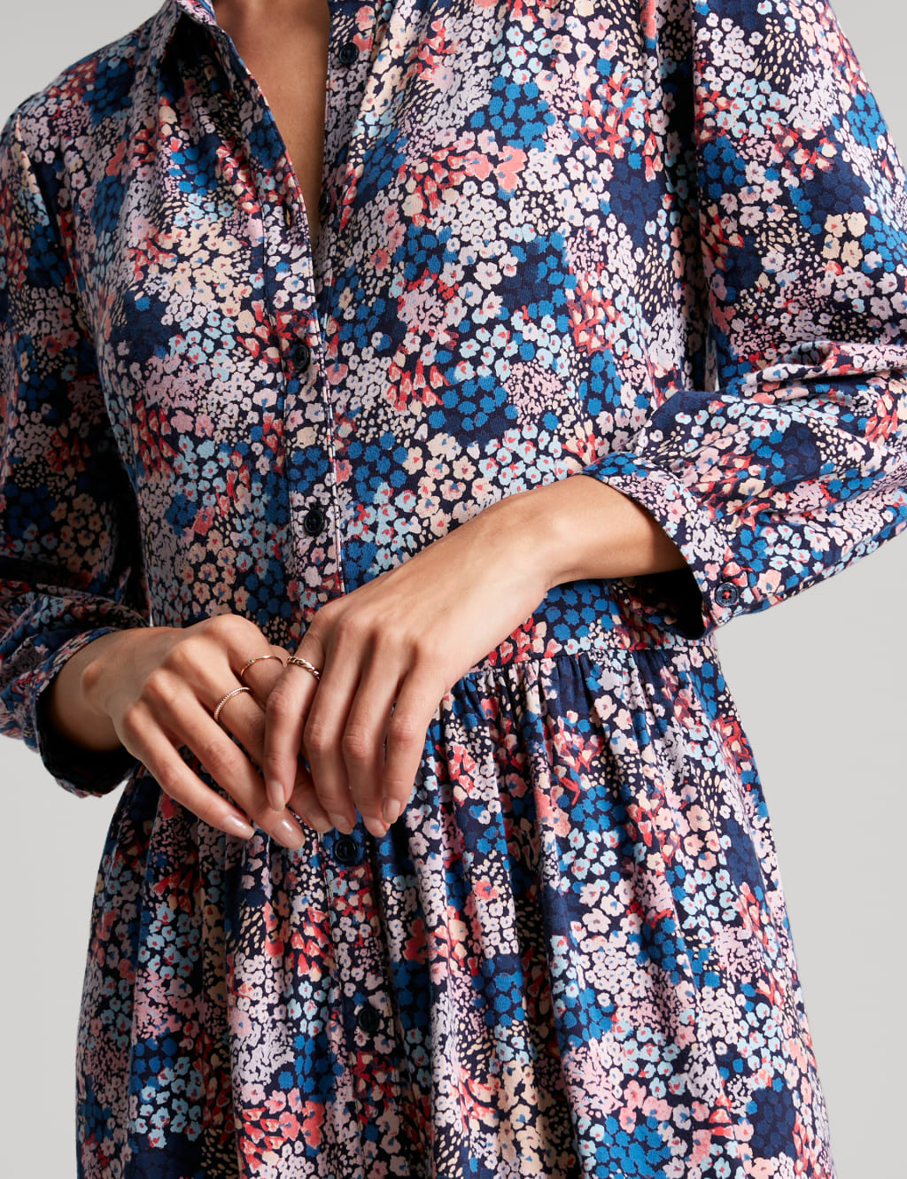 Jersey Floral Midi Shirt Femme Dress 4 of 6