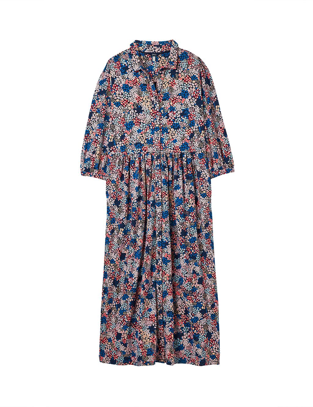 Jersey Floral Midi Shirt Femme Dress 2 of 6