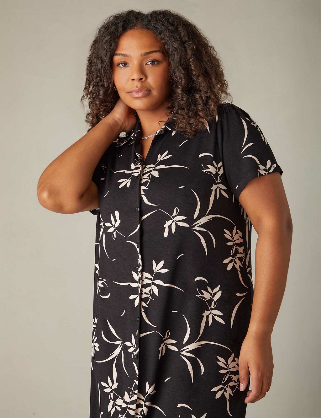 Jersey Floral Midi Tiered Shirt Dress 4 of 6