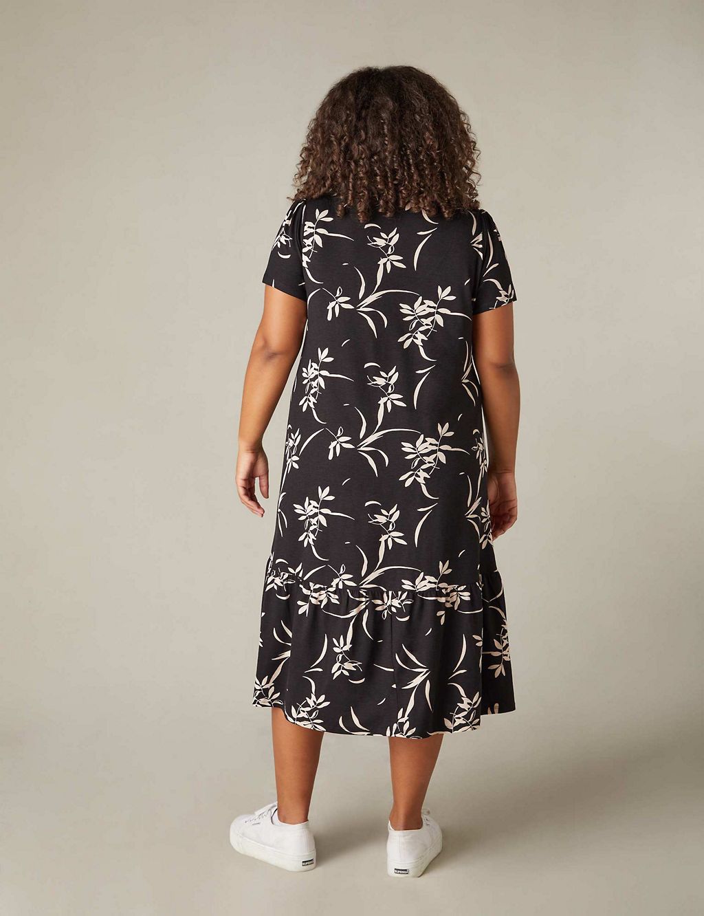 Jersey Floral Midi Tiered Shirt Dress 5 of 6