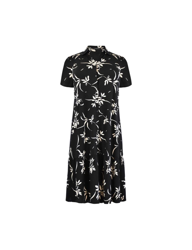 Jersey Floral Midi Tiered Shirt Dress 2 of 6