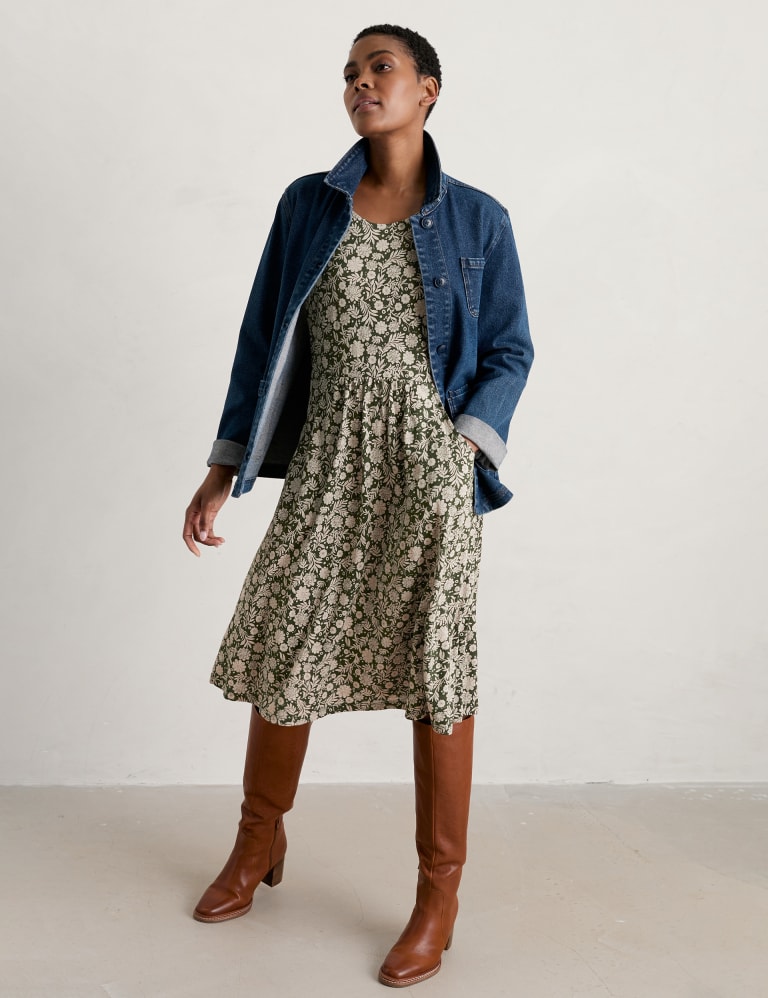 Floral midi cheap day dress