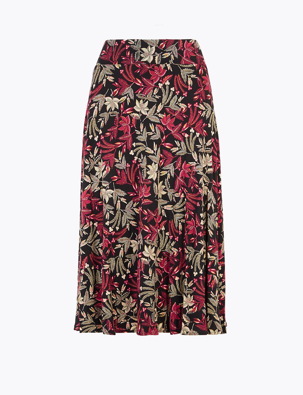 Jersey Floral Print Slip Midi Skirt 1 of 4