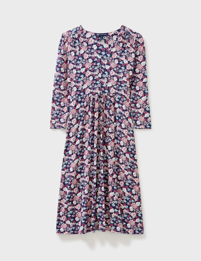 Jersey Floral VNeck Knee Length Tea Dress Crew Clothing M&S