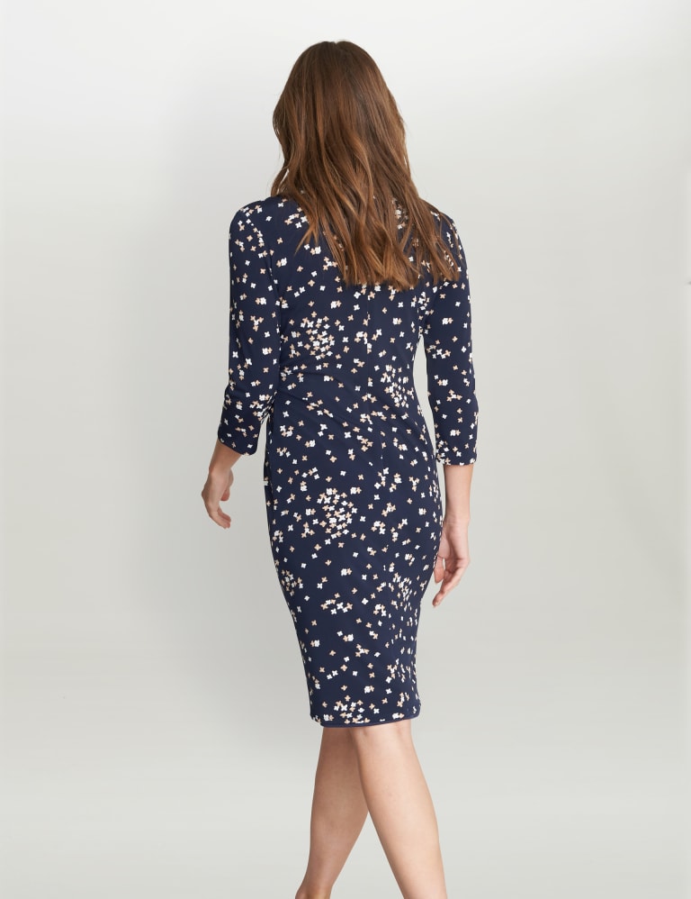 Jersey Floral V Neck Knee Length Wrap Dress Gina Bacconi M S