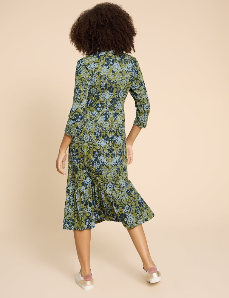 Jersey Floral V Neck Midi Tiered Tea Dress White Stuff M S