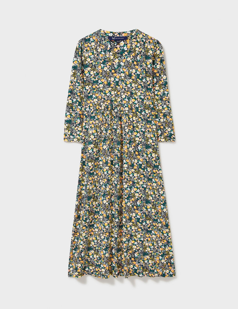 Jersey Floral V Neck Midi Waisted Dress Crew Clothing M S