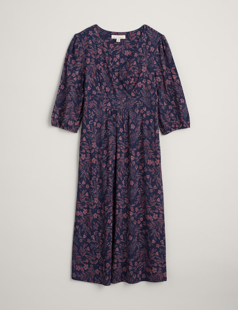 Jersey Floral V-Neck Midi Waisted Dress | Seasalt Cornwall | M&S