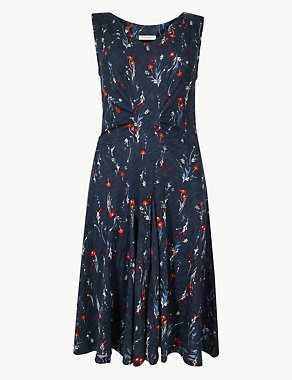 Jersey Floral Waisted Dress Image 2 of 4