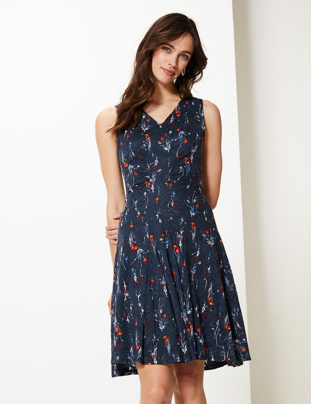 Jersey Floral Waisted Dress | M&S Collection | M&S