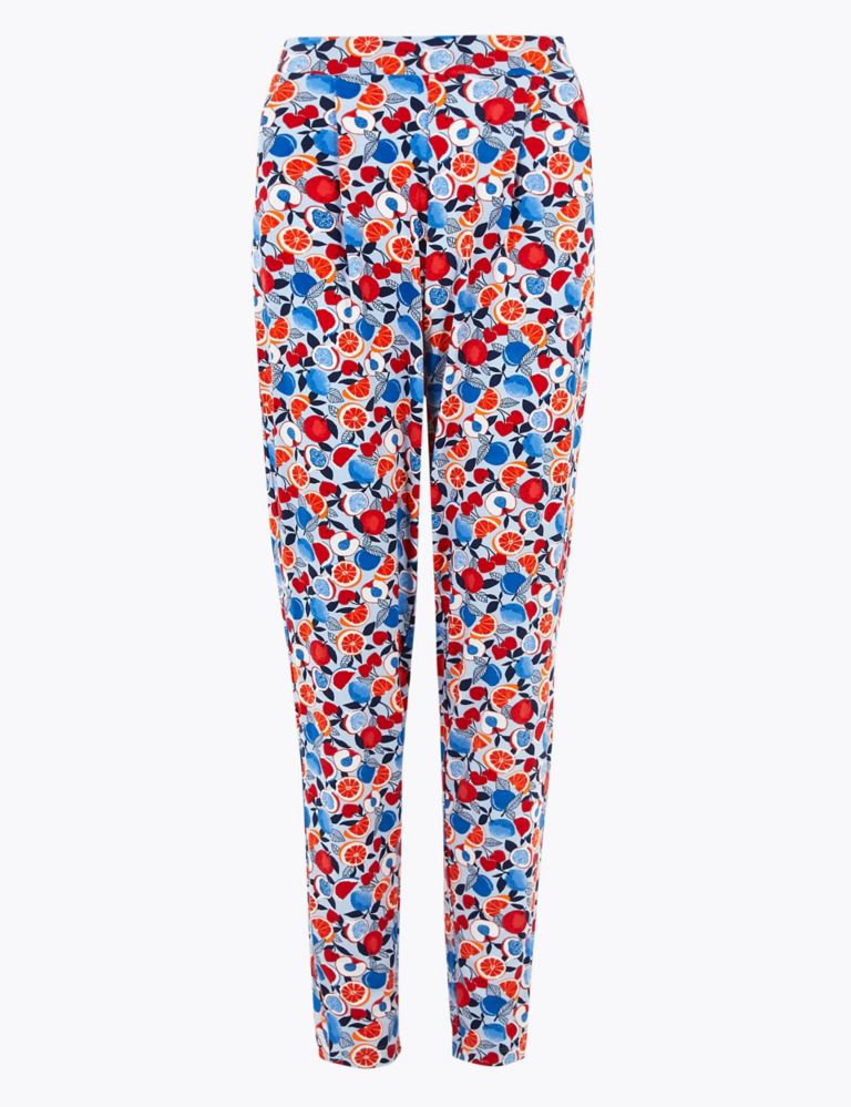 Jersey Fruit Print Tapered Peg Trousers | M&S Collection | M&S