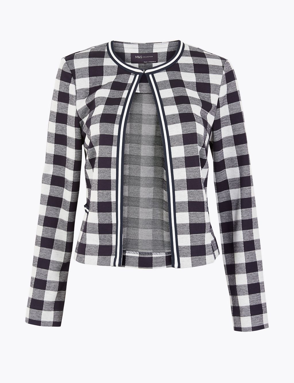 Jersey Gingham Edge To Edge Blazer | M&S Collection | M&S