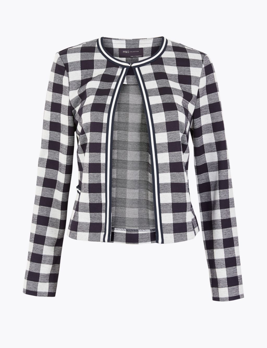 Jersey Gingham Edge To Edge Blazer | M&S Collection | M&S