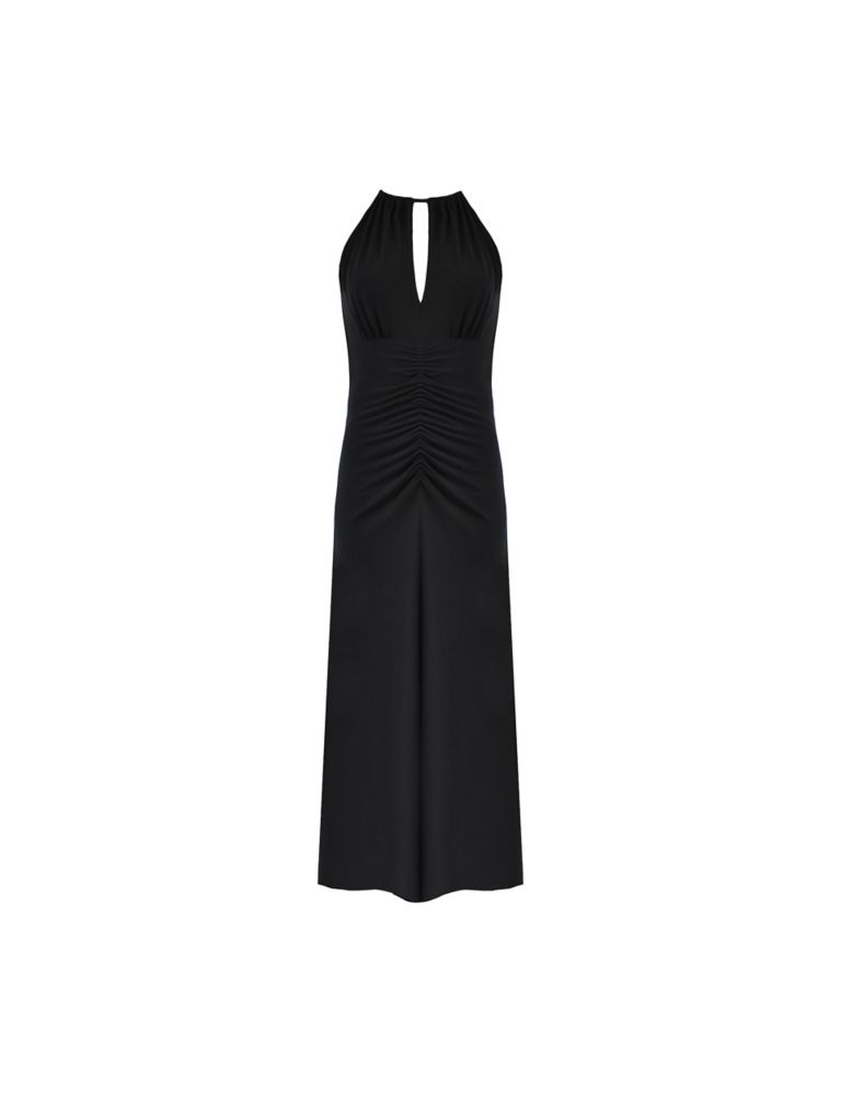 Jersey Halter Neck Ruched Midi Dress 2 of 4