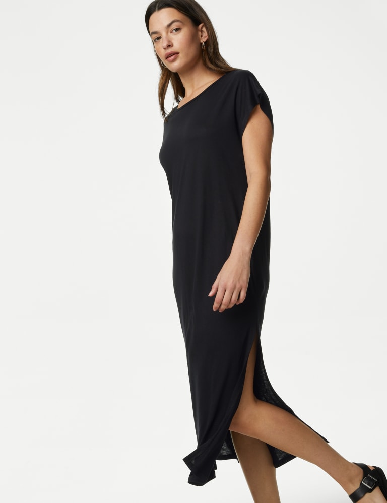 Black high neck t shirt dress on sale