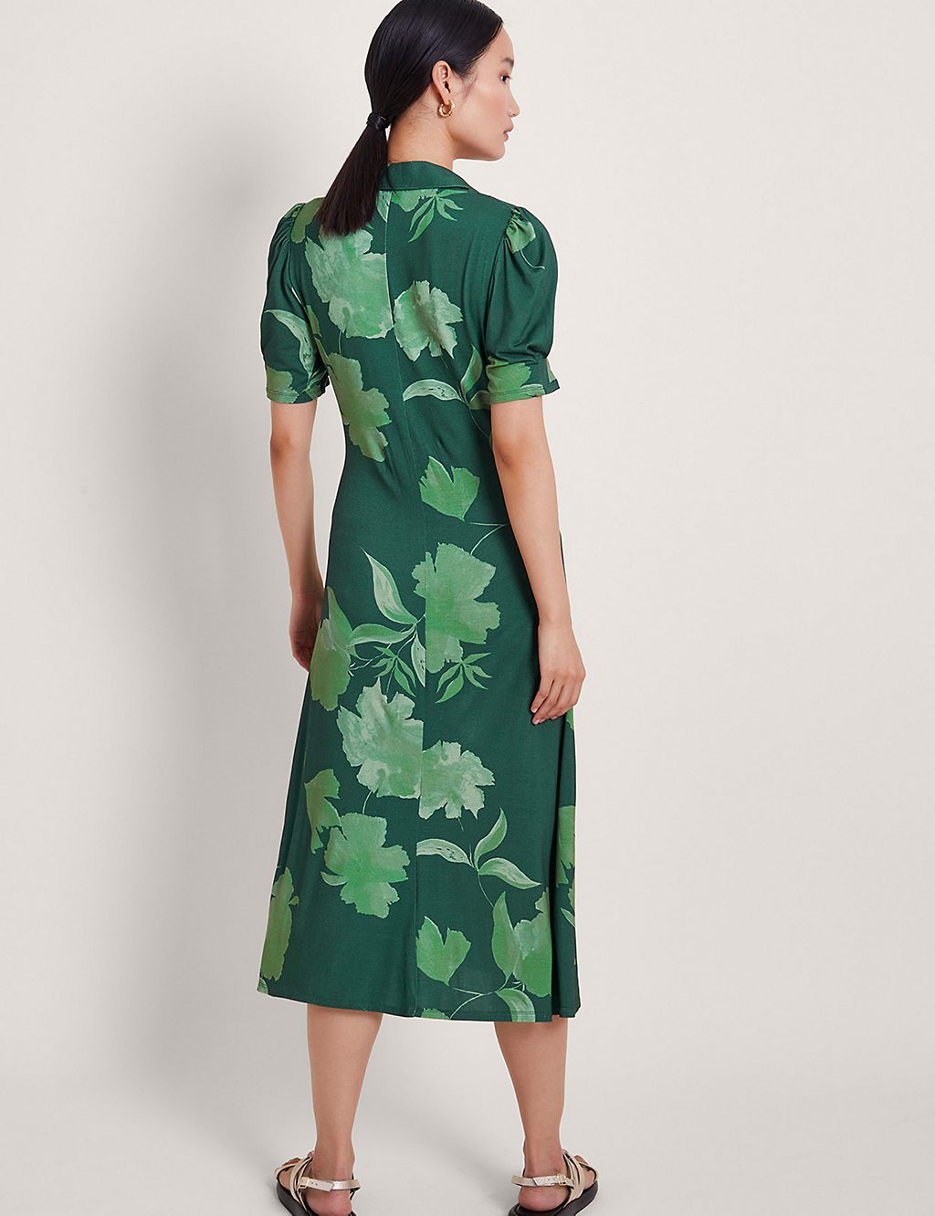 Jersey Leaf Print Midi Shirt Dress 5 of 5