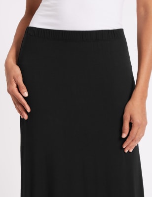 Straight black 2025 maxi skirt jersey