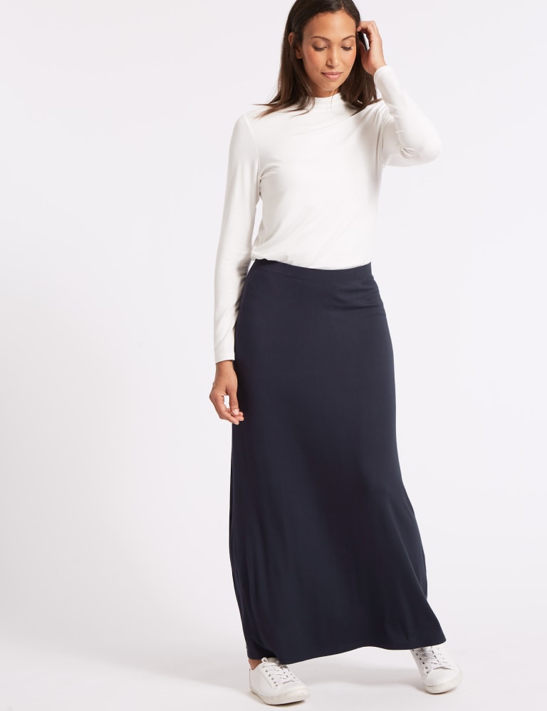 Black long jersey skirt cheap