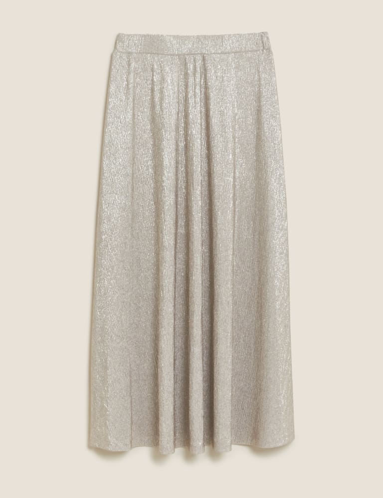 Metallic pleated skirt m&s hot sale